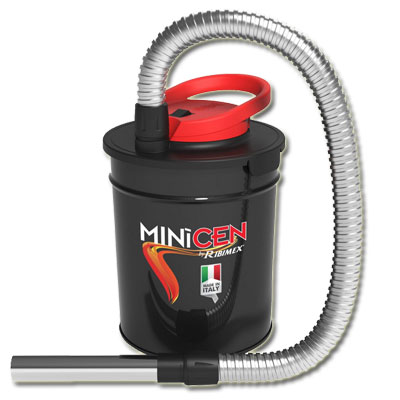 Bidon vide cendres MINICEN à moteur électrique 800W, 10L pour aspirer les cendres froides des cheminées, des poêles à bois ou à granulés, RIBIMEX PRCEN011