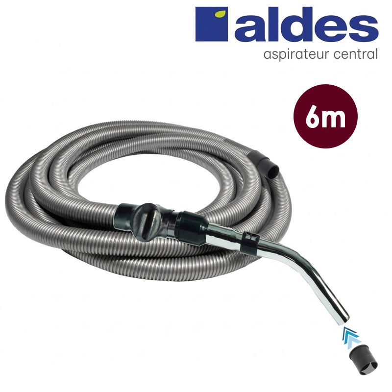 Flexible ALDES avec poignée standard chromée remplace la poignée de commande pneumatique ALDES 11070062 avec douille de démarrage et vanne d’arrêt - longueur 6m