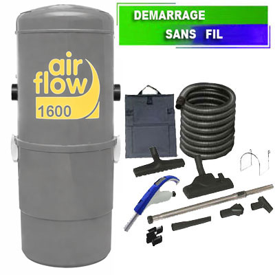 Aspirateur central type ALDES, Airflow 1600 (surface jusqu’à 300 m²) + set accessoires - Garantie 5 ans_1