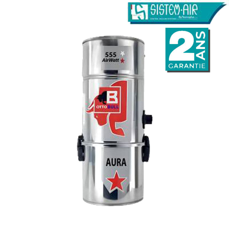 Aspiration centralisée avec sac OTTO BULL AURA 150 INOX (jusqu’à 150 m²), Garantie 2 ans, SISTEM AIR VAC55AU