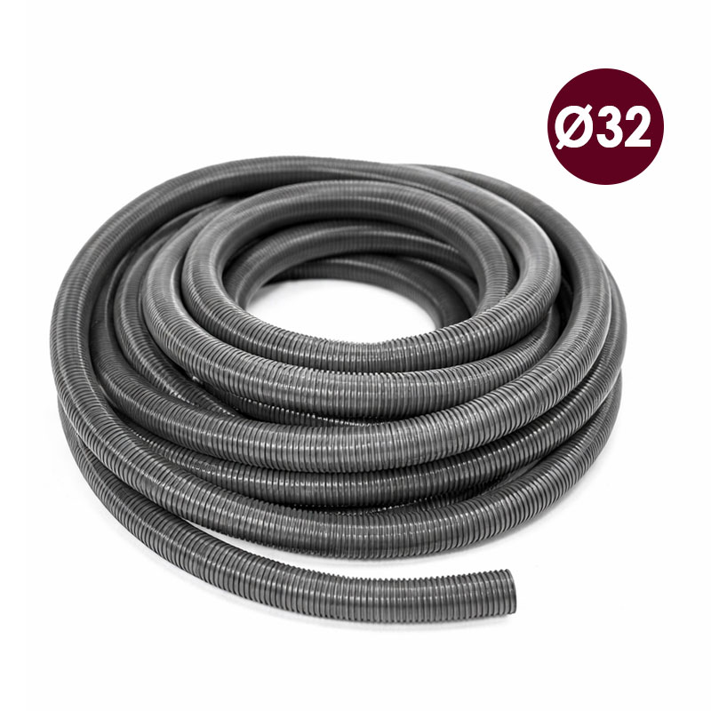 flexible gris noir anti statique au mètre - diamètre intérieur Ø32 mm