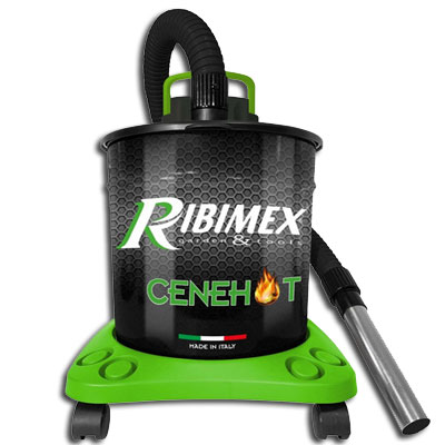 Bidon vide cendres chaudes CENEHOT SUR ROUES à moteur électrique 950W,18L pour aspirer les cendres chaudes des cheminées, des poêles à bois ou à granulés, RIBIMEX PRCEN008