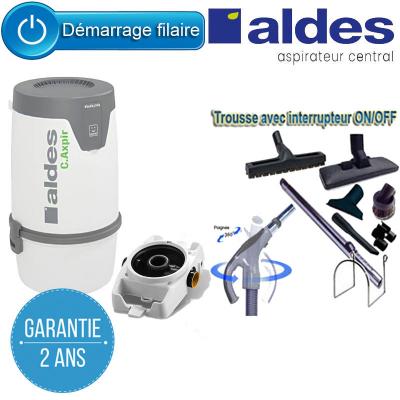 Aspirateur central ALDES Pack C.AXPIR INITIA Garantie 2 ANS (jusqu’à 200 m²) + Set inter 9 M + 8 accessoires + Berceau mural offert + 1 kit de nettoyage micro offert