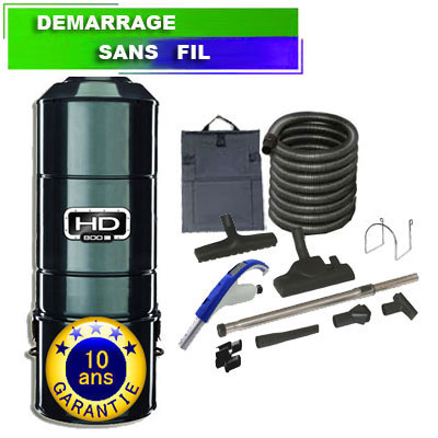 Aspirateur Central type ALDES, HD800C  - Garantie 10 ans - Surface jusqu’à 350 m² - Set de nettoyage