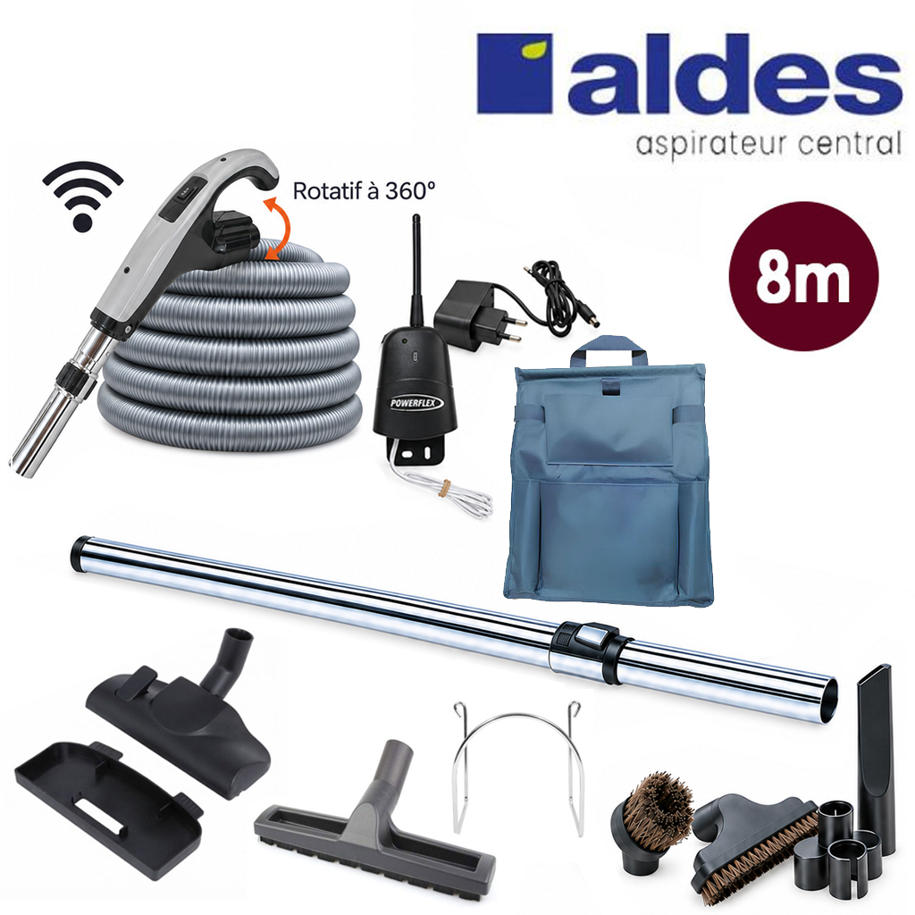 Kit 9 accessoires ALDES avec sac de rangement + 1 flexible universel on/off de 8m type ALDES avec poignée Powerflex marche/arrêt_0
