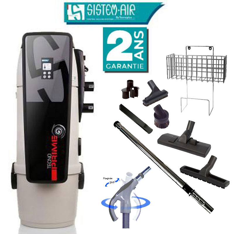 Aspiration centralisée Tecno Prime 350 (jusqu’à 350 m²) + Set inter 9 M + 8 accessoires + 1 kit de nettoyage micro