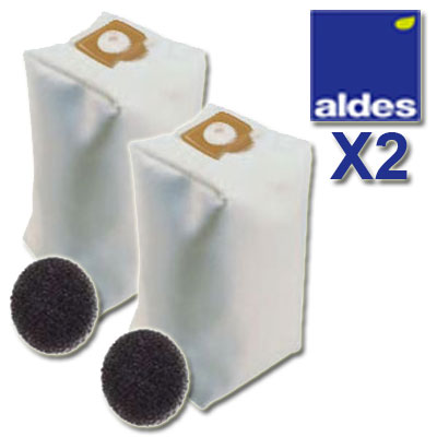Lot de 2 sacs ALDES Universels d'une capacité de 30 litres + 2 filtres moteur